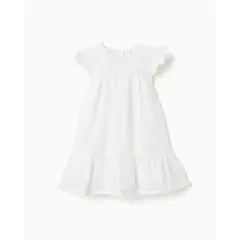 ZIPPY - Vestido Ojalillo Flores Blanco