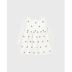 BEBE FELIZ - Vestido Mangas Largas Velo Puntos Blanco