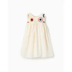 ZIPPY - Vestido Combinado Crochet Bebe Beige