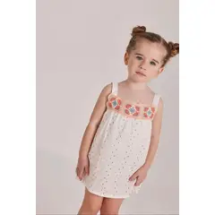 BOBOLI - Vestido Bordado Puntos Blanco