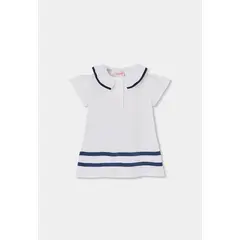 BOBOLI - Vestido Polo Rayas Blanco