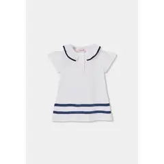 BOBOLI - Vestido Polo Rayas Blanco