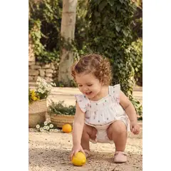 BOBOLI - Vestido Bordado Tulipanes Blanco