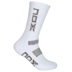 NOX - CALCETINES TÉCNICOS MEDIA CAÑA BLANCO LOGO GRIS VERTICAL - Talla única