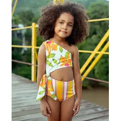 OTRAS MARCAS - Vestido de Baño Enterizo Orquídeas Naranja Pepita & Me