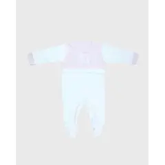 BEBE FELIZ - Pijama Enteriza Bordado 100% Algodón Blanco Rosa