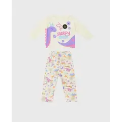 CODELIN - Pijama Pantalón Estampado Dinosaurios Blanco