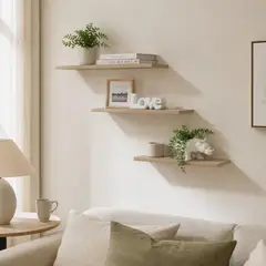 GENERICO - Set de 3 Repisas Flotantes Beige Modernas para Pared