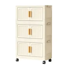 TRIPLE CLEAN - Cómoda Armario Gavetero Multiusos 3 Niveles Beige