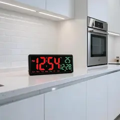 POLASUP - Reloj Digital LED Pantalla Grande Multifuncional con Calendario, Temperatura y Alarma