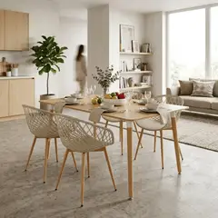 ENTRE NOS HOME - Juego de Comedor Selia con Mesa Rectangular Honey y 4 Sillas Beige