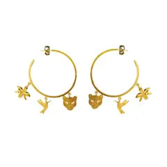 MERAKI - Candongas grandes mujer bañadas en oro 24kt - Aretes grandes - Candongas mujer