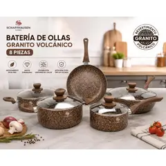 SCHAFFHAUSEN - Set de Ollas Bateria Home 9 Piezas Granito Antiadherente Variedad de colores