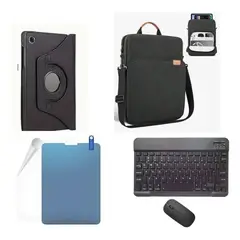 GENERICO - FORRO ESTUCHE 360 GIRATORIO + TECLADO + MOUSE + PAPER LIKE + BOLSO PARA SAMSUNG S10 -S9 -S8 -S7