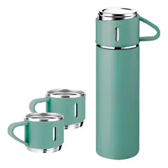GENERICO - Termo El Regalón Premium De 500 Ml Con Set De 3 Tazas, De Acero Inoxidable Y Color Verde