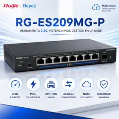 RUIJIE REYEE - RG-ES209MG-P, Switch PoE Ruijie 8 Puertos 2.5G, SFP+ 10G, 130W y Gestión Cloud Reyee