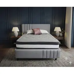 PLUMA HOME - CAMA VALTY 140X190  COLCHON + BASECAMA + CABECERO gratis protector + almohadas