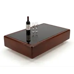 MOBILIARIA ALTA GAMA MONSIER - Mesa De Centro Moderna Madera Roble - Flor Morado Y Vidrio Oscuro