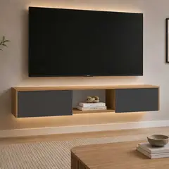 DASH - RACK FLOTANTE TV 55 TOQUIO ALMENDRA GRAFITO