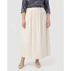 PATPRIMO - Falda Larga De Cintura Alta Para Mujer Curvy Blanco