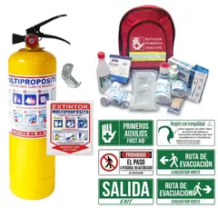 GENERICO - Kit De Extintor Abc 10 Lbs, Botiquín Tipo A, Kit Avisos X 6u Empresas, Locales, Oficinas