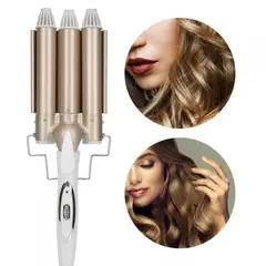 GENERICO - Rizador De Cabello 3 Tubos Ondas De Sirena Plancha Onduladora Cerámica 210°C Profesional