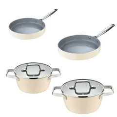 BERGNER - SET X 6 PIEZAS RETRO (SARTEN 20 Y 24CMS Y OLLA DE 20 Y 24CMS CON TAPA