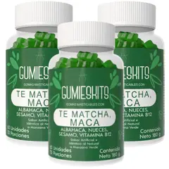 INTERLIGHT - Gomitas de Té Matcha y Maca - Vitalidad, Estrés y Estilo de Vida Activo x3