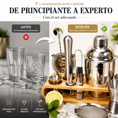 BARTENDING COLOMBIA - KIT PARA BARES COCTELERA CON REPISA MULTIACCESORIOS