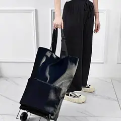 GENERICO - Bolsa Carrito de Mercado Plegable 2 en 1 con Ruedas