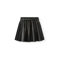 BOBOLI - Falda Polipiel Plisada Negro