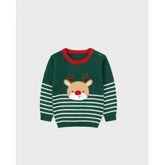 BEBE FELIZ - Saco Tricot Rayas Reno Verde