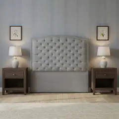 MUEBLES ONLINE - Cabecero lawrence capitoneado tela gris 100cms