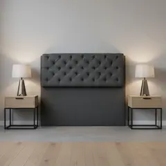 MUEBLES ONLINE - Cabecero de piso dreamer lino gris 100 cms