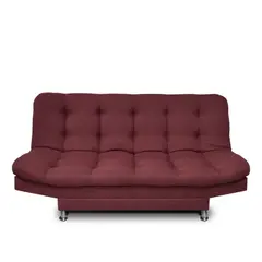 MUEBLES ONLINE - Sofa cama Carvallo Plain tela vinotinto 3 posiciones