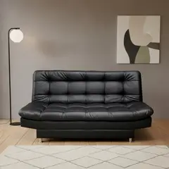 MUEBLES ONLINE - Sofa cama 3 Posiciones Carvallo Plain tipo cuero negro