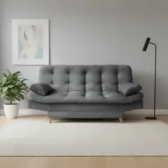 MUEBLES ONLINE - Sofa cama 3 posiciones Fendik tela gris