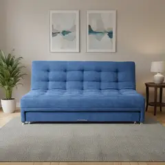 MUEBLES ONLINE - Sofa cama Nido Tarima Brooke tela Azul