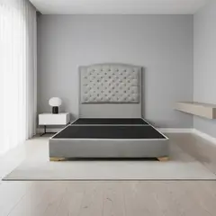 MUEBLES ONLINE - Cama Lawrence tela gris 160cms