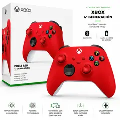 MICROSOFT - Control Inalámbrico Xbox 4ta Generación Rojo Compatible Xbox One, Series XS y PC