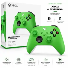 MICROSOFT - Control Inalámbrico Xbox 4ta Generación Verde Velocity Green Compatible Xbox One, Series XS y PC