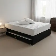MUEBLES ONLINE - Combo Cama Nido Tarima negra + colchón Dreamer Plus Doble 140 x 190 cm