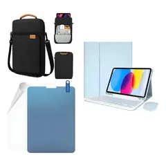 GENERICO - Kit Forro Estuche Con Teclado Mouse Paper Like Bolso Para TABLET SAMSUNG S10-S9-S8-S7