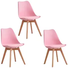 GENERICO - Set X3 Sillas Eames Tulip Acolchada Moderna Para Comedor, Diseño Minimalista y Elegante 83 cm