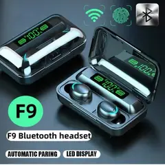 TWS - Mini auriculares inalámbricos Bluetooth con pantalla táctil LED TWS, color negro, color de luz negro