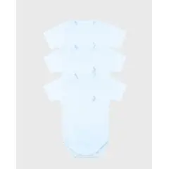 BEBE FELIZ - Set 3 Bodys Manga Corta Blanco Unisex