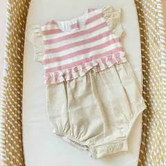 BEBE FELIZ - Body Combinado Rayas Beige