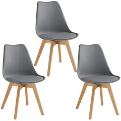 GENERICO - Set X3 Sillas Eames Tulip Acolchada Moderna Para Comedor, Diseño Minimalista y Elegante 83 cm