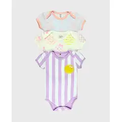 OTRAS MARCAS - Set 3 Bodys Rayas Sol Lila