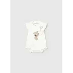MAYORAL - Pelele Estampado Oso con Babero Blanco
